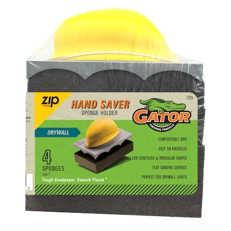 Gator Finishing Zip Hand Saver Drywall Sanding Sponge Holder with 4 Sponges 723504